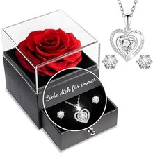 Valentinstagsgeschenk, Kette mit Rose, 925 Sterling Silber, Infinity Rose, Paare