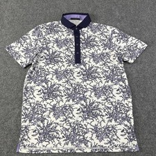 Greyson Polo Shirt Mens Large Purple Floral Golf Performance Stretch Wolf Logo