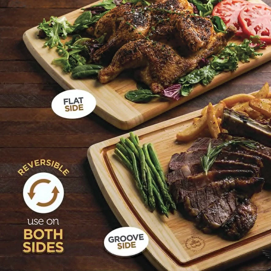 Large Bamboo Kitchen Cutting Board - Wood Chopping Board / Butcher Block, 18x 12 - Image 3 of 4