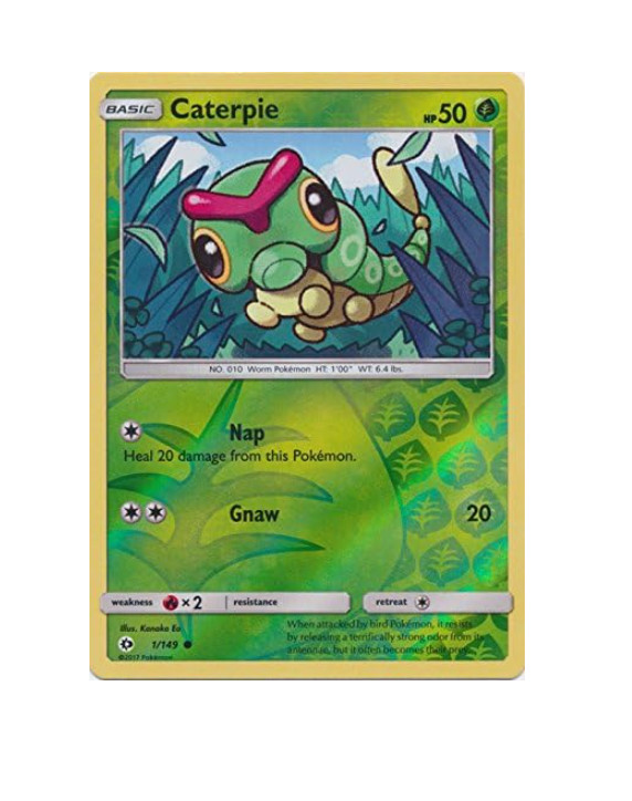 Pokemon - Caterpie - 1/149 - Reverse Holo - Sun & Moon - NM/M