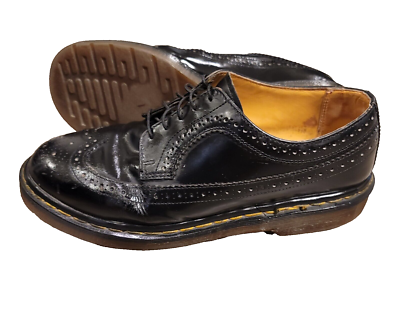 Vintage Dr Martens 3989/59 Gloss Black Brogue Wingtip Shoes US 9