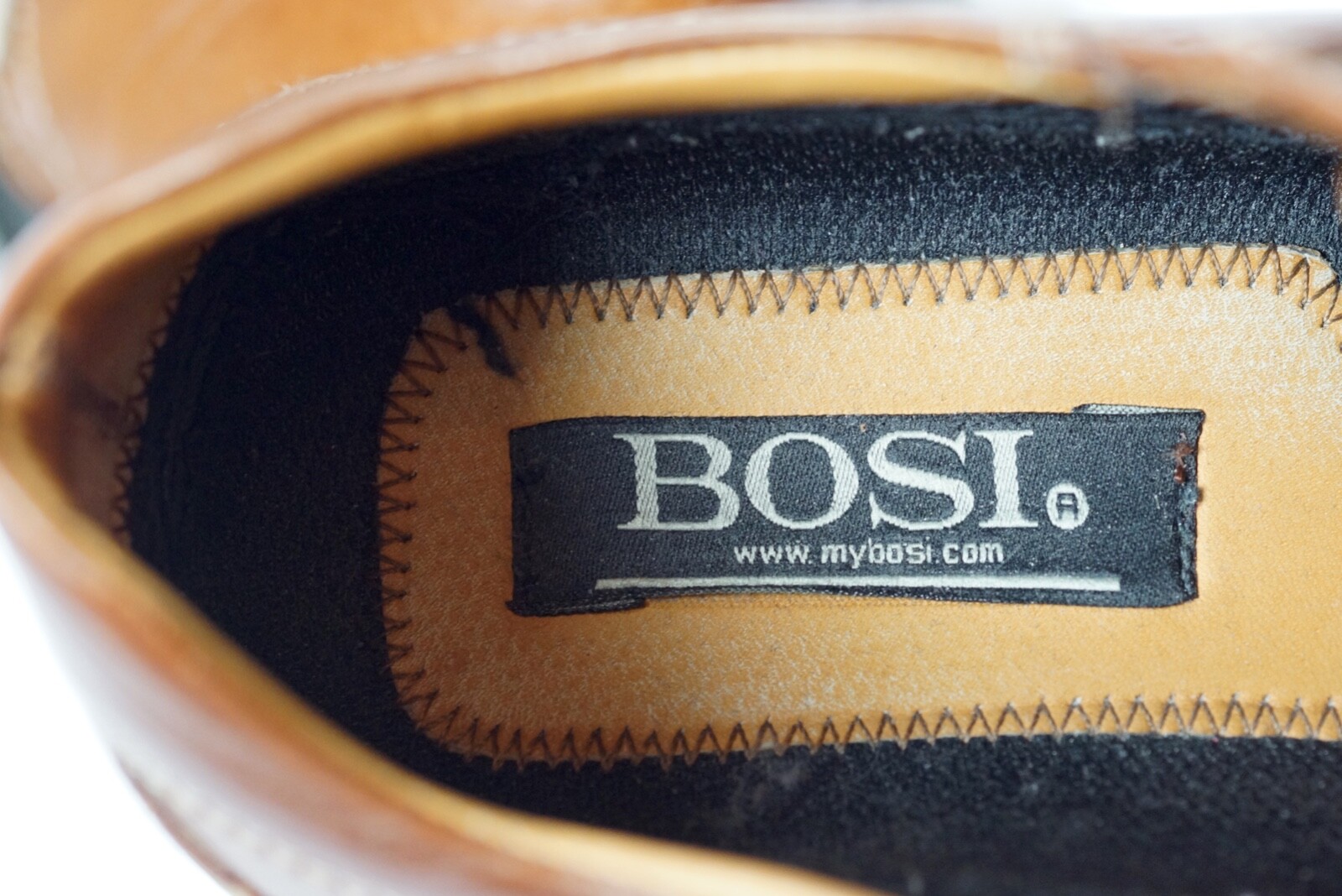 Men's BOSI Colombia Caramel Brown Leather Shoes Strip… Gem