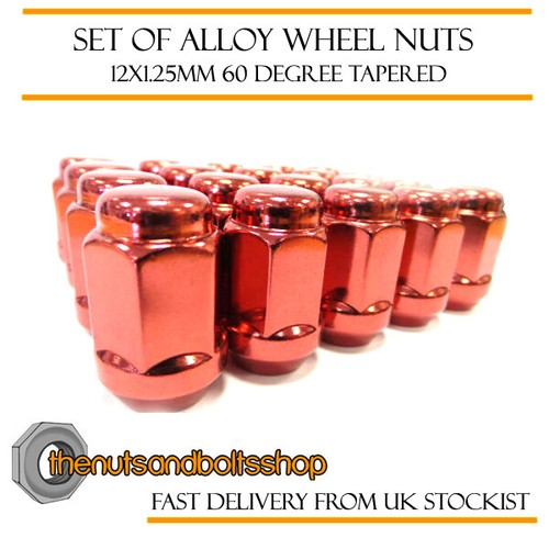 Red TPI Alloy Wheel Nuts (20) 12x1.25 Bolts Tapered For Nissan Juke 10