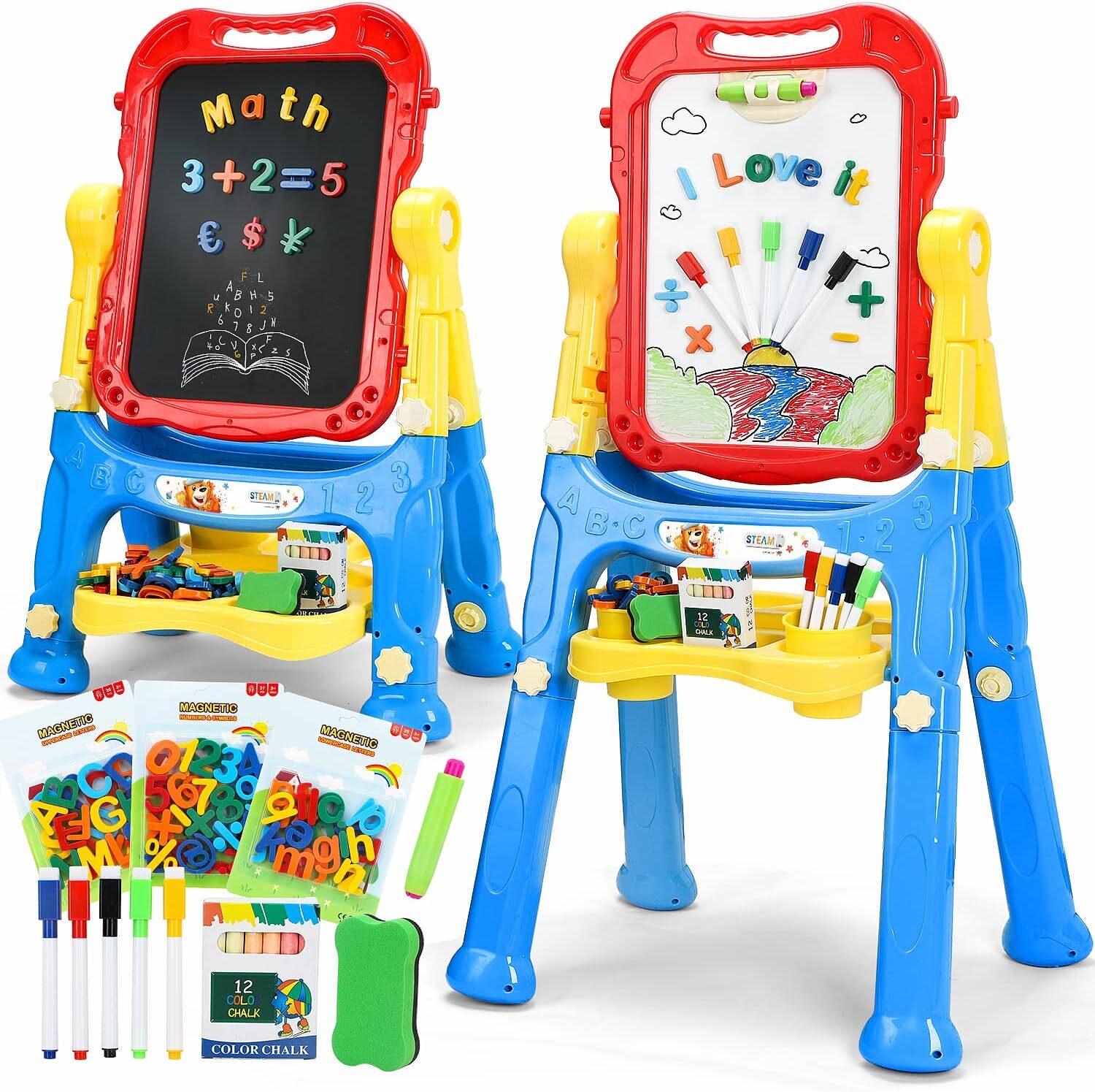 STEAM Life 4-in-1 Double-Sided Adjustable Kids Art Easel for Toddlers-image