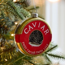 Caviar Red and Gold Tin Ornament Mercury Glass Christmas