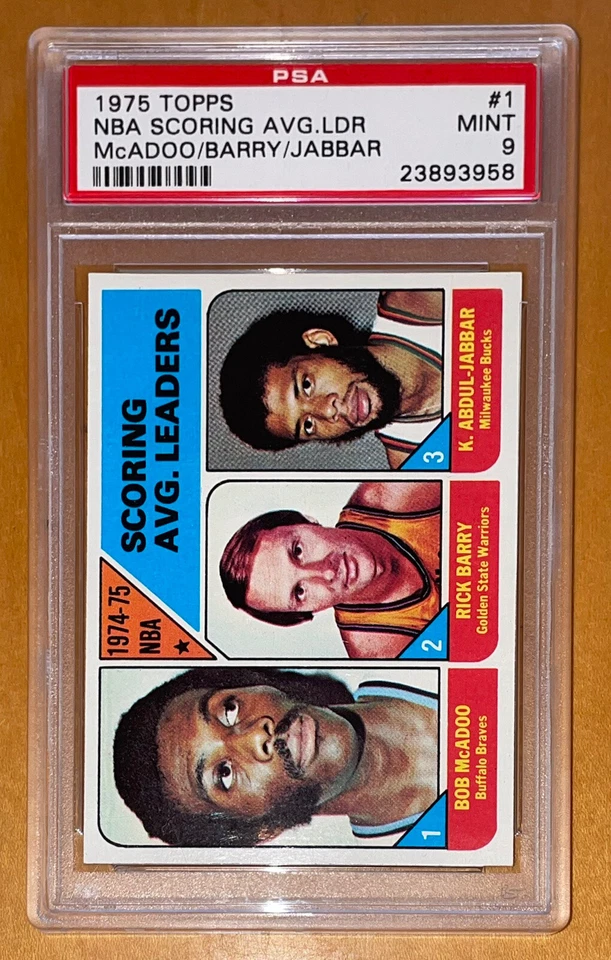 🔥1975 KAREEM ABDUL-JABBAR LEW ALCINDOR Bob McAdoo Rick Barry Topps #1 PSA 9 HOT - Image 3 of 4
