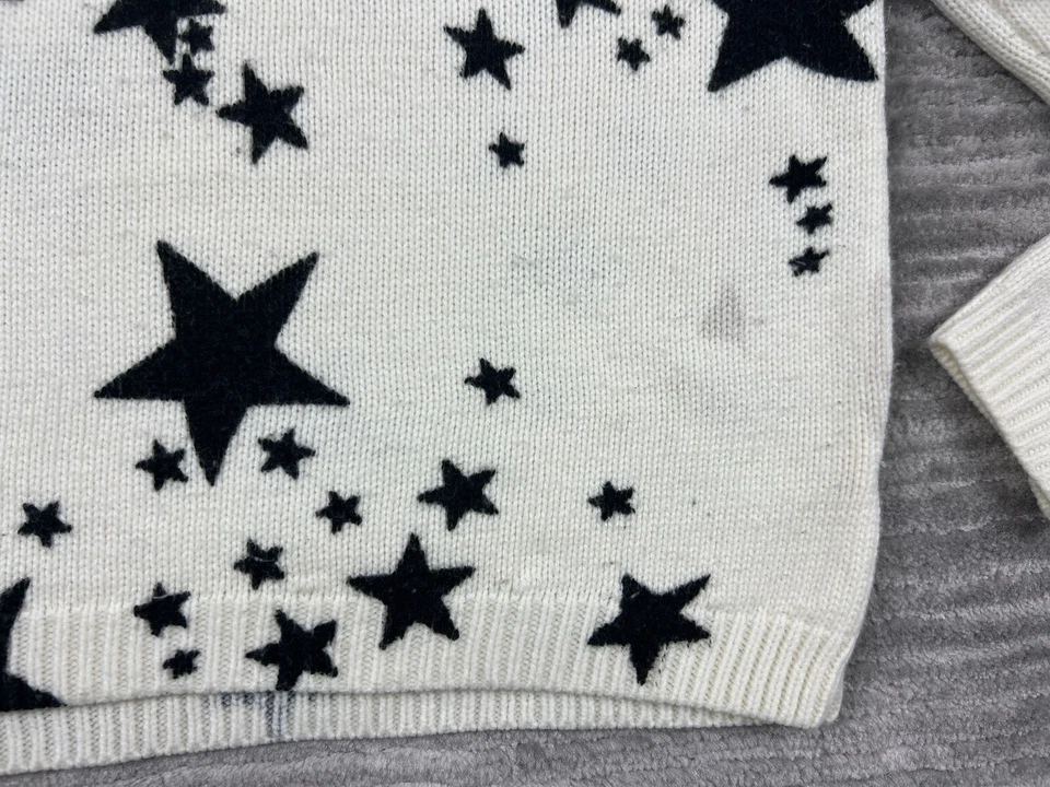 Divided H&M 毛衣女式中号象牙色黑色星星休闲裁剪 — 第 4/4 张图片