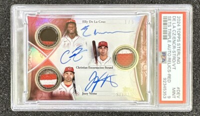 2024 Topps Sterling De La Cruz-Strand Votto-Triple Auto Relic ON 