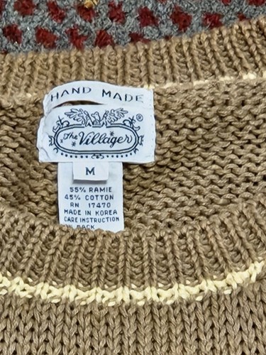 Vintage The Villager Equestrian Sweater Vest Hand Knit Horses Size M - Picture 3 of 5