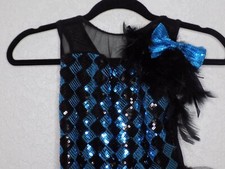 Weissman Sz MC 10/12 Sequin Tap Jazz Dance Costume Tutu Blue Black Style 6086