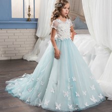 Mädchen Kommunion Kleid Kinder Party Ball Hochzeit Blumenkind Prinzessin 92-152