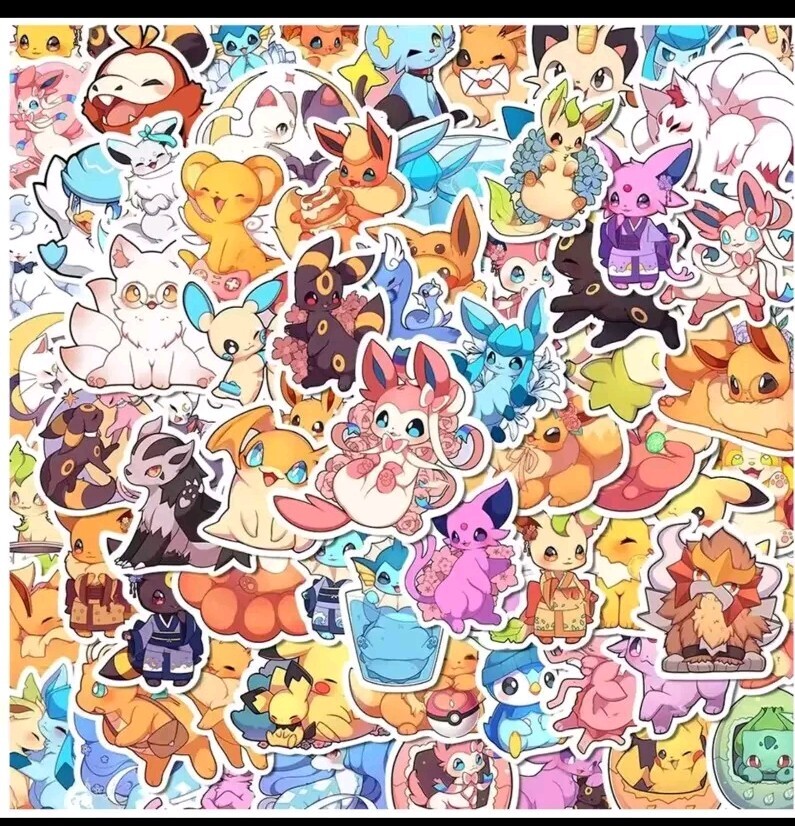 100 Pack Pokemon Kawaii Waterproof Stickers
