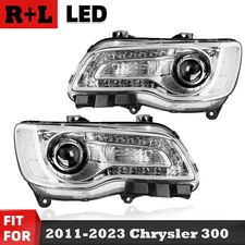 For 2011-2023 Chrysler 300 Headlights Assembly Head Lamps Chrome Housing Clear