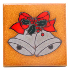 Tile Teissedre Christmas Bells 4x4 In Ceramic Italian Holly Red Bow Berries