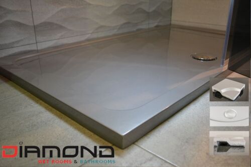 Silver Grey Shower Tray 1700x900 Bathroom Rectangle Stone Slimline 35mm & Waste
