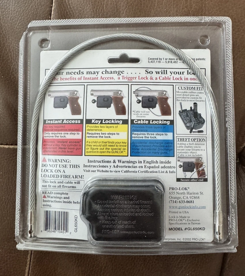 Pro-Lok Gunlok 3 Locks in 1 - Instant Access, Key Locking, Cable Locking NEW - Image 2 of 2