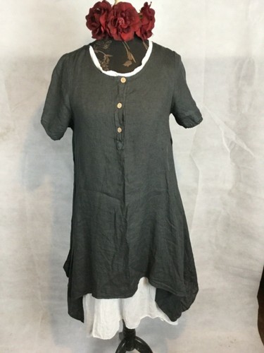 LINEN DOUBLE LAYERED DRESS. HIPPY 