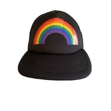 Black Rainbow Trucker Meshback Hat Cap Snapback Pride