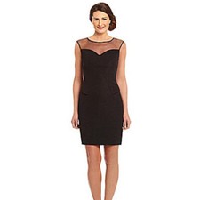 Adrianna Papell Illusion Yoke BLACK SIZE 10 #284 NWT