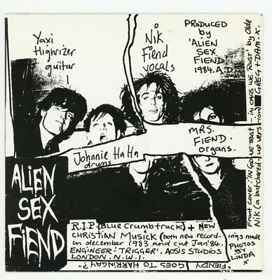 goth rock UK: ALIEN SEX FIEND: R.I.P. - 7'' UK 1984 - seltene Posterhülle