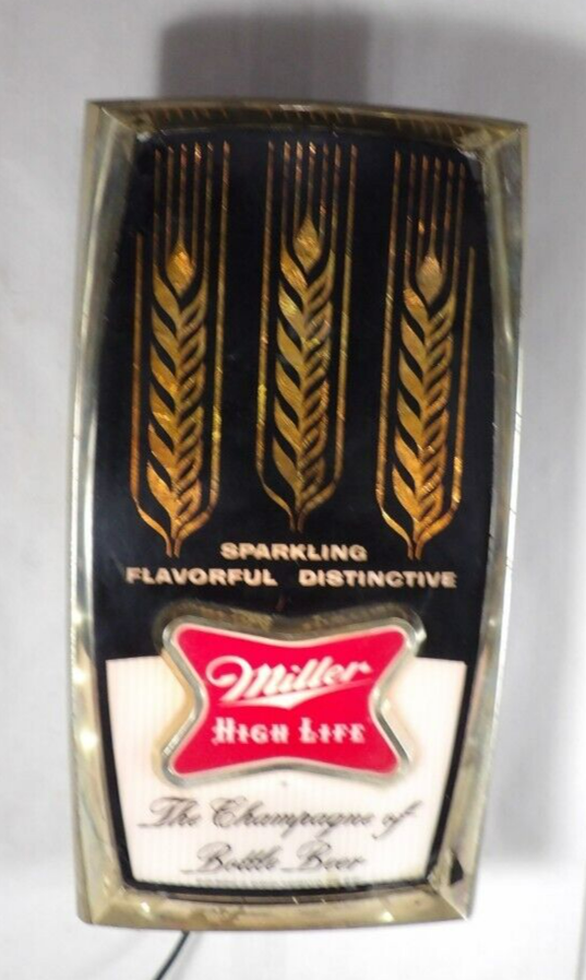 Vintage 1960s70s Miller High Life Beer Lighted Sign Bar Pub Light