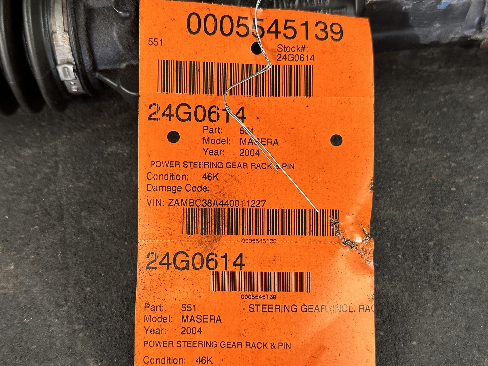 03-07 MASERATI COUPE GT POWER STEERING GEAR RACK & PINION 56K MILES ID 195592