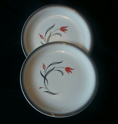 VINTAGE 50er RINGWOOD WARE WOOD AND SON 2 FLAMENCO HANDFERTIGE SPEISETELLER 