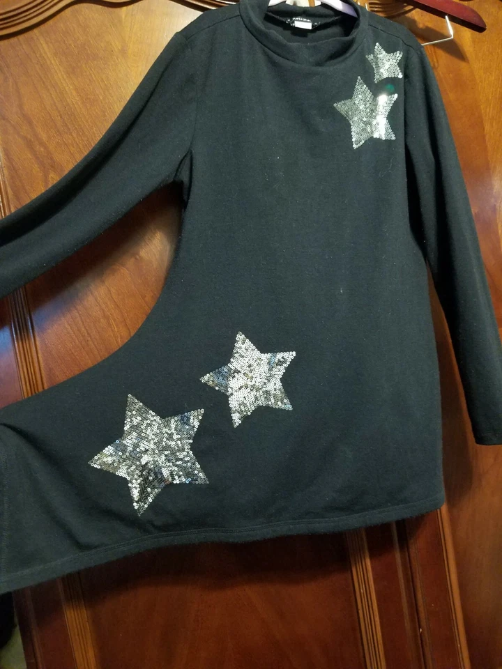 Kate Mack Niñas Talla 8 Top/Inferior Color Negro Con Lentejuelas Plateadas Estrella/Raya Foto 2 de 4