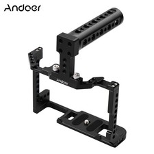 Andoer Camera Cage Top Handle Kit Aluminum Alloy Dual Cold Shoe Mount 1/4''Screw