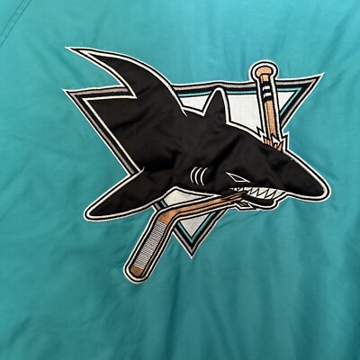 Vintage LOGO 7 San Jose Sharks PUFFER Jacket Men Size Extra Large