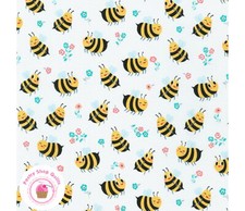 Kaufman BEES KNEES 19640 393 Blue Bumble Bees ANDIE HANNA Quilt Fabric