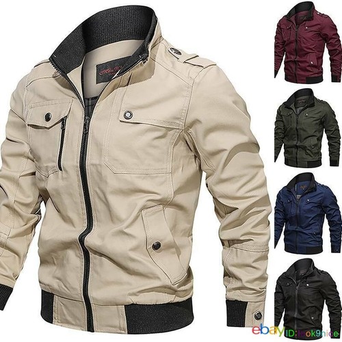 Men's Military Cargo Combat Jacket Cotton Collar Coats Bomber Jackets ...
