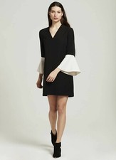 BNWT Mint Velvet Black Ivory Blocked Sleeve Shift Evening Occasion Dress Size 10