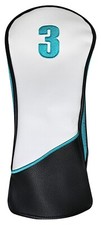 Majek Golf Protective Teal White and Black 3 Fairway Metal Wood Head Cover