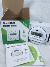 BN-LINK Heavy Duty Digital Electric Programmable Dual Outlet Timer Plug Indoor