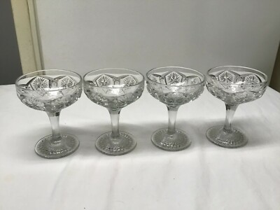 4 - Vintage Imperial Glass Crystal Mogul Variant Champagne/Sherbet Glasses