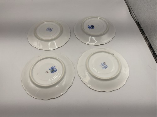 4 Vintage Czech Porcelain Trios Cup/Saucer/Side Plate Pink Roses Scallop Edge B - Picture 14 of 24
