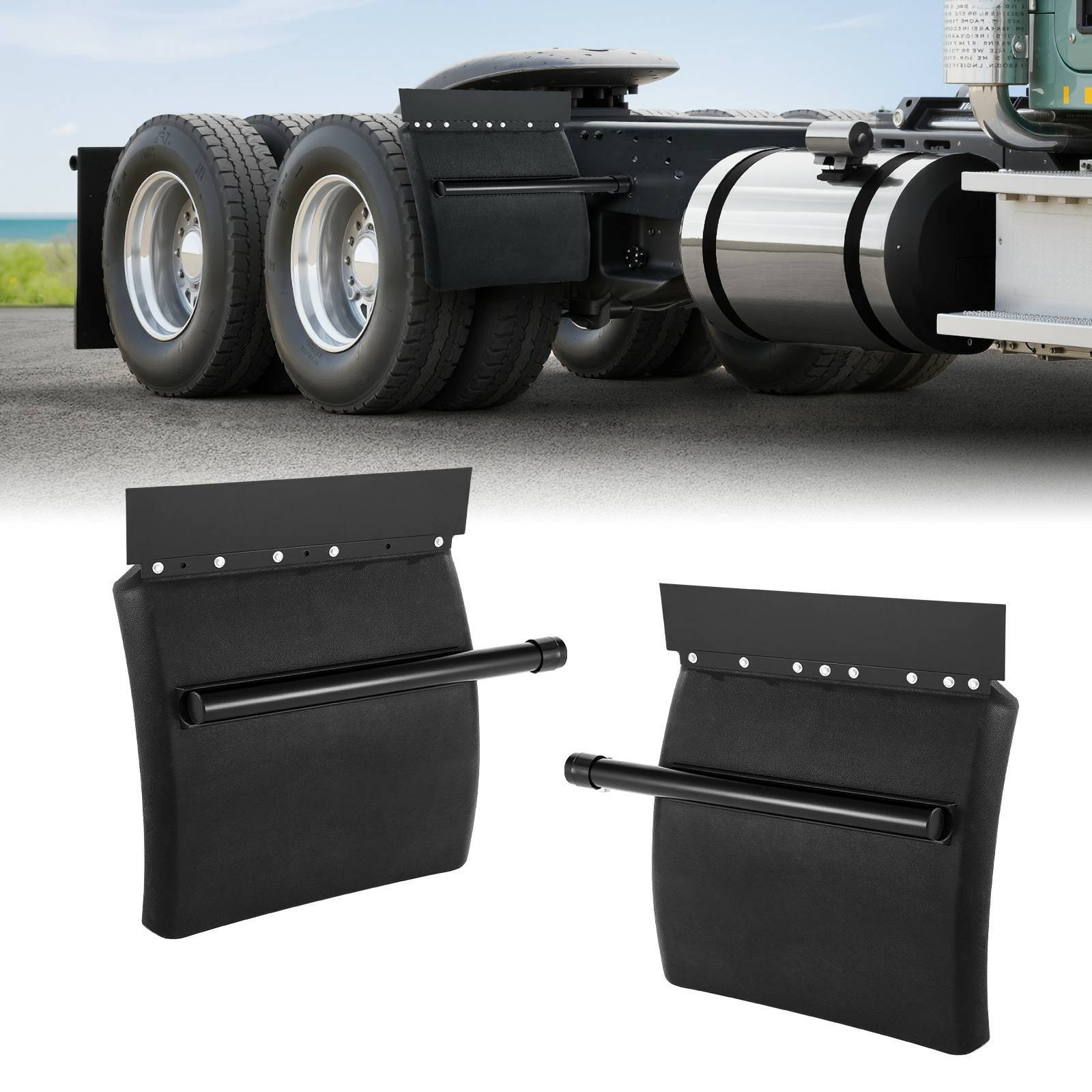 24x24 Semi Truck Quarter Fenders with Tube Bracket Mounting Kit-image