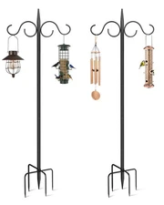 Outdoor Shepherds Hook for Bird Feeder, Double 76in Heavy Duty Shepherd Hooks...