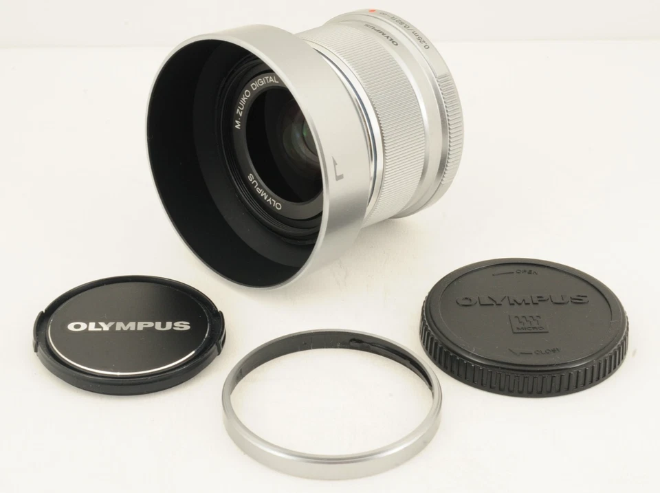 [MINT w/Hood] Olympus M. Zuiko DIGITAL 25 mm f/1.8 Lens Silver From JAPAN #0064 - Image 3 of 4