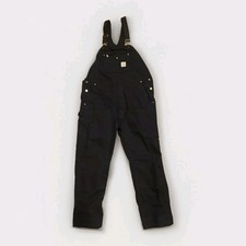 Carhartt Bib Overalls 44x34 Black Canvas workwear R01 Canvas Duck Heavy Unlined