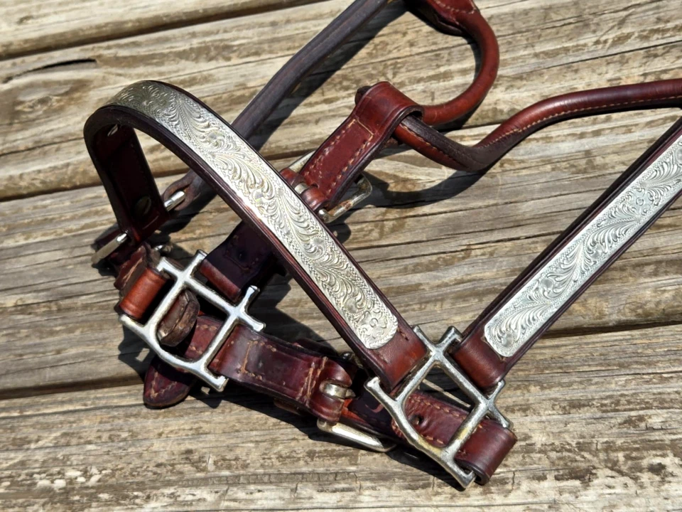 Halter Western Show vintage KATHYS con superposición esterlina talla yegua/caballo - 7/8" de ancho Foto 4 de 4