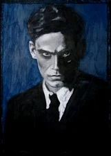 Man Portrait Abstract - Oil Chalk On A4 Paper - Painting Unique