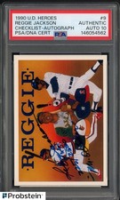 Reggie Jackson HOF Signed 1990 UD Heroes #9 Checklist PSA/DNA 10 AUTO