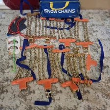 FLYSWAN Snow Tire Chains for Cars Trucks 8-Pcs Set 2-Tires w/ Carry Case