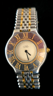 Must de Cartier 21 Damenuhr Stahl / vergoldet 31mm   zum reparieren