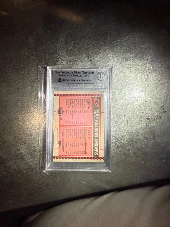 1990 Topps - Leaders Barry Sanders, Christian Okoye #28 - Image 2 of 2