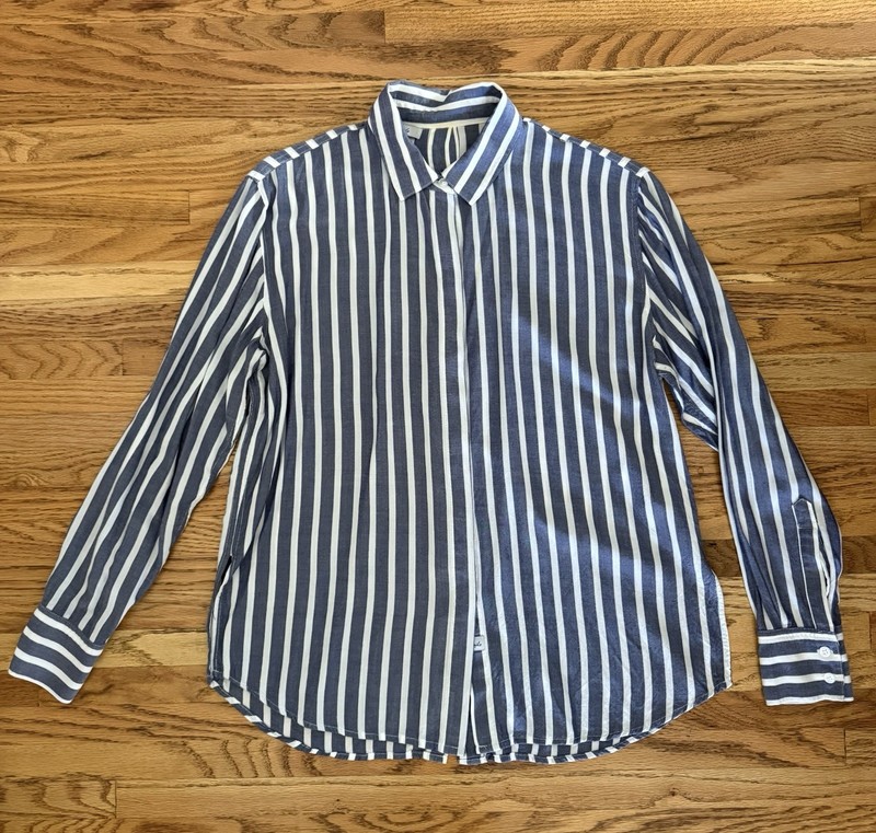 RAILS Button-Front Long Sleeved Collared Avery White Strom Stripe Size Small