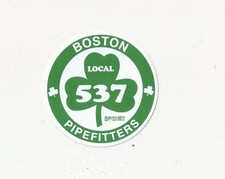BOSTON LOCAL 537 PIPEFITTERS Green Irish Clover  2.5"  Sticker