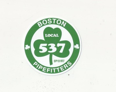 BOSTON LOCAL 537 PIPEFITTERS Green Irish Clover  2.5''  Sticker